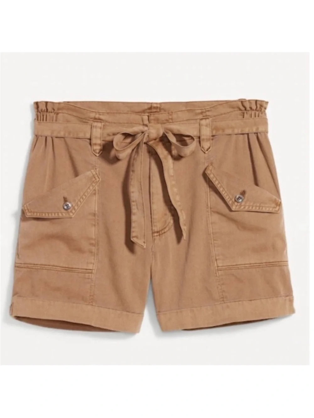 Old Navy Women Extra High-Waisted Tie Front Cargo Shorts Brown XL NWT 4”